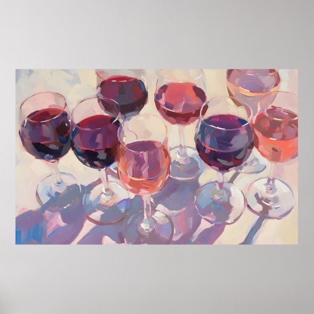 Wine drinks Red Tropical pink wine drink set  Poster (Vorne)