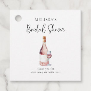 Wine Elegante Watercolor Rosa Brautparty Geschenkanhänger