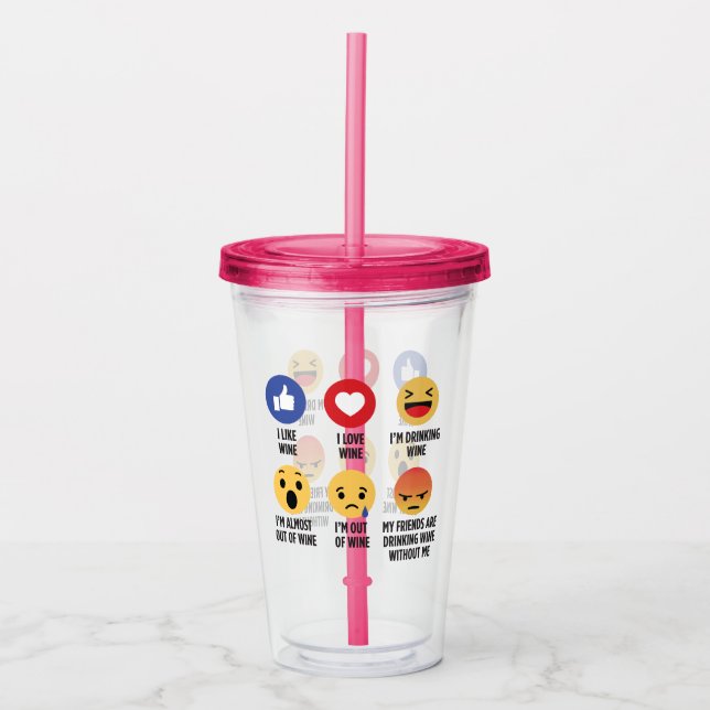 Wine Emojis Acryltrinkbecher (Vorderseite)