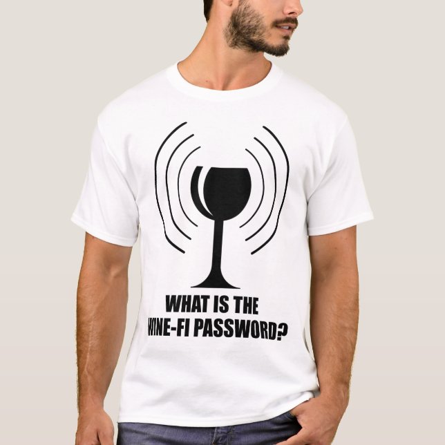 Wine-Fi Kennwort Funny Wine Glass WiFi Waves T-Shirt (Vorderseite)