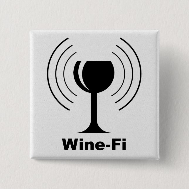 Wine-Fi Waves Black Wine Glass Button (Vorderseite)