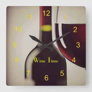 Wine Flasche und Glas Design Wand-Uhr Quadratische Wanduhr