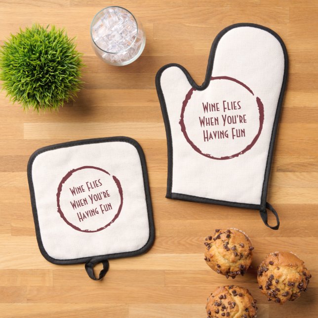 Wine Funny Ofenhandschuh & Topflappen-Set (Oben Unten)