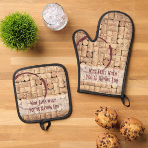 Wine Funny Ofenhandschuh & Topflappen-Set