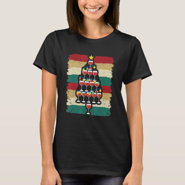 Wine Glass Christmas Tree  Holiday Xmas Season Paj T-Shirt (Vorderseite)