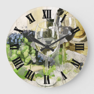 Wine Glass Digital Design Große Wanduhr