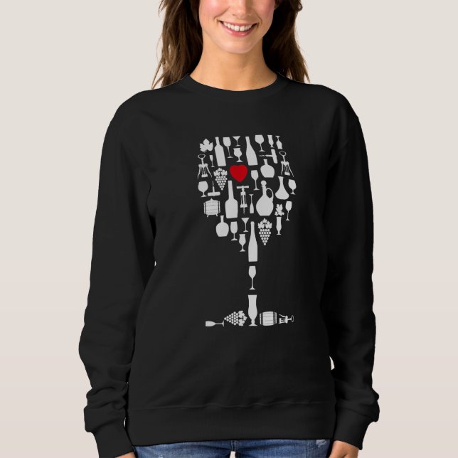 Wine Glass Heart Wine     1 Sweatshirt (Vorderseite)