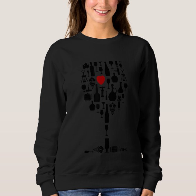 Wine Glass Heart Wine   Sweatshirt (Vorderseite)