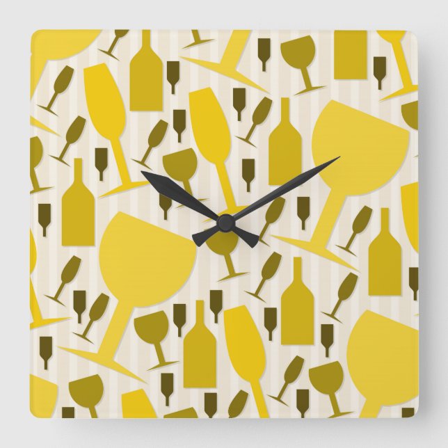 Wine glass pattern quadratische wanduhr (Vorderseite)