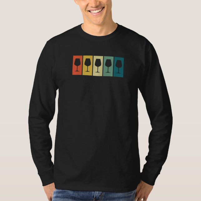 Wine Glass Retro Sunset Wine   T-Shirt (Vorderseite)