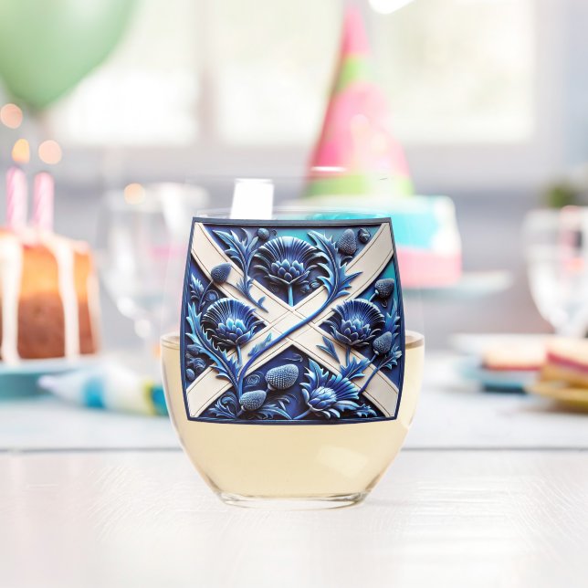 Wine Glass with flag of Scottish Thistles Weinglas Ohne Stiel (Insitu (Geburtstag))