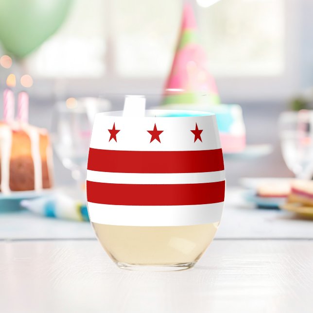 Wine Glass with flag of Washingtond DC, USA Weinglas Ohne Stiel (Insitu (Geburtstag))