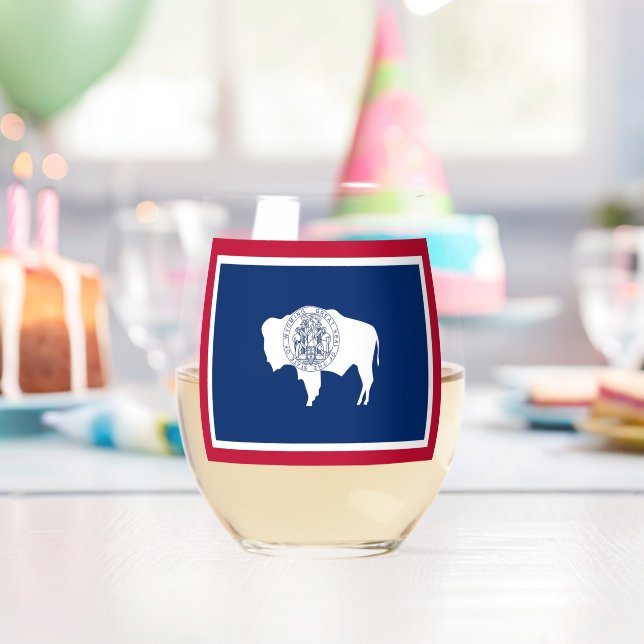 Wine Glass with flag of Wyoming, USA Weinglas Ohne Stiel (Insitu (Geburtstag))