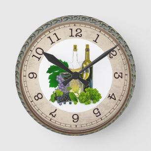 Wine Glasses and Bottles / Time for Wine Runde Wanduhr