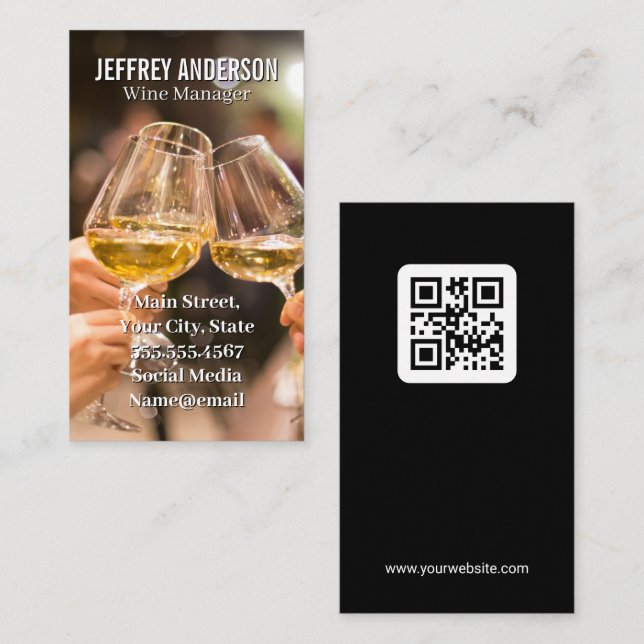 Wine Glasses Cheers | QR-Code Visitenkarte (Vorne/Hinten)