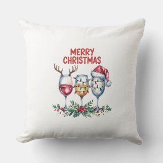 Wine Glasses Design Frohe Weihnachten Kissen