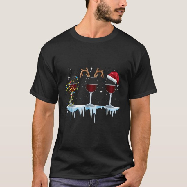 Wine glasses with Reindeer and Santa and Christmas T-Shirt (Vorderseite)