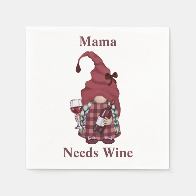 Wine Gnome Mama Weinkultur und Erde Serviette (Vorderseite)