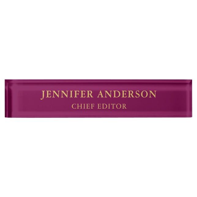 Wine Gold Colors Beruflich Trendy Moderne Schlicht Namensplakette (Vorderseite)