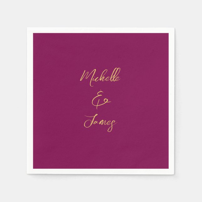 Wine & Gold Farben Beruflich Trendy Moderne Serviette (Vorderseite)