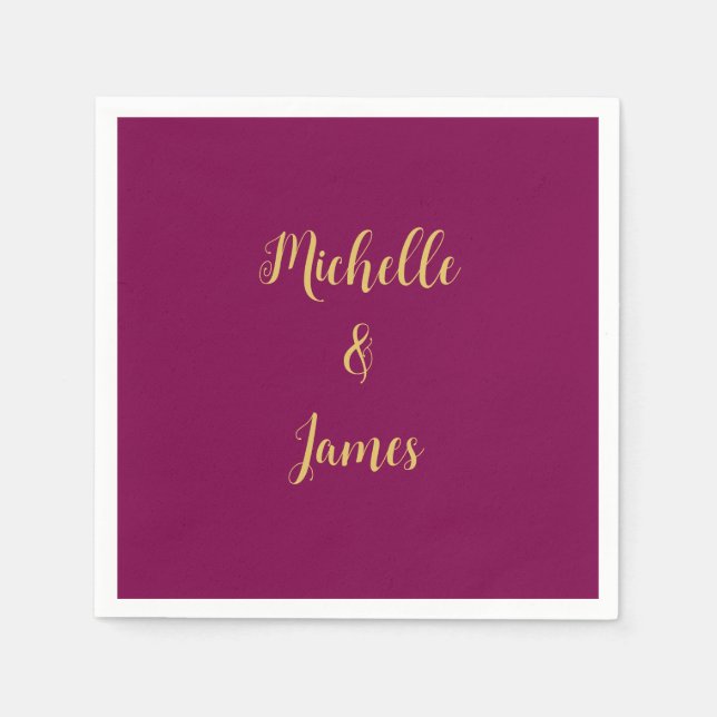 Wine & Gold Farben Beruflich Trendy Moderne Serviette (Vorderseite)