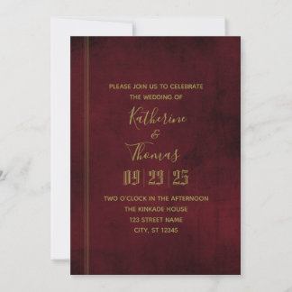 Wine & Gold Regal Wedding Einladung