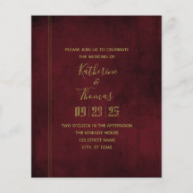 Wine & Gold Regal Wedding Einladung Budget Flyer