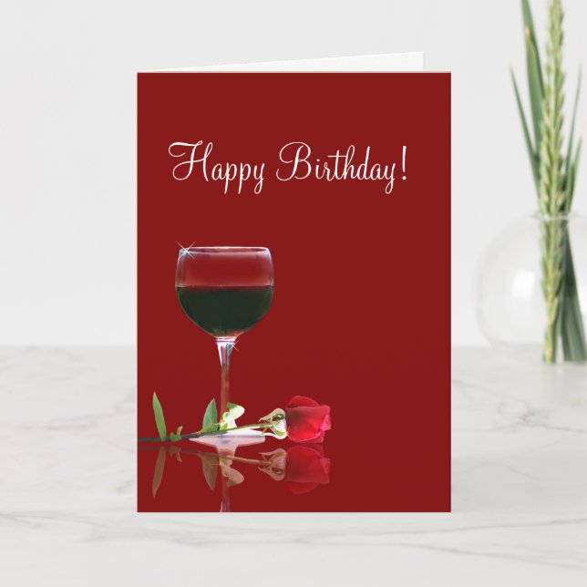 Wine Happy Birthday Friend Card Karte (Vorderseite)