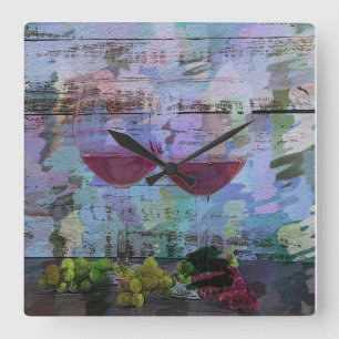 Wine Impressions Digital Art Clock Quadratische Wanduhr