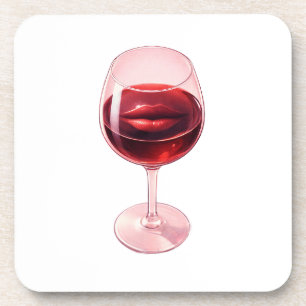 Wine Kiss - Romantischer roter Weinkecher mit Herz Getränkeuntersetzer