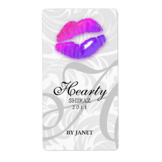 Wine Label Lips Pink Purple
