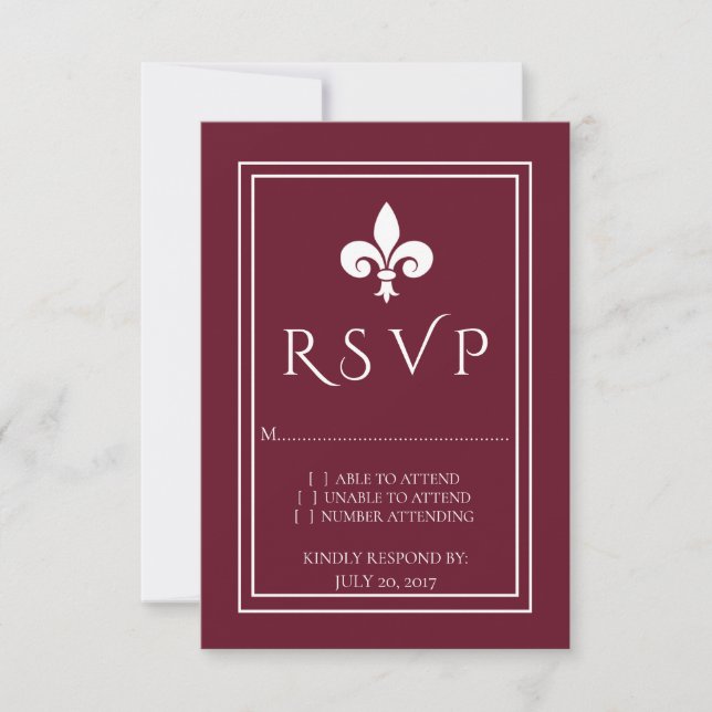 Wine Lilie Wedding RSVP Card (Vorderseite)