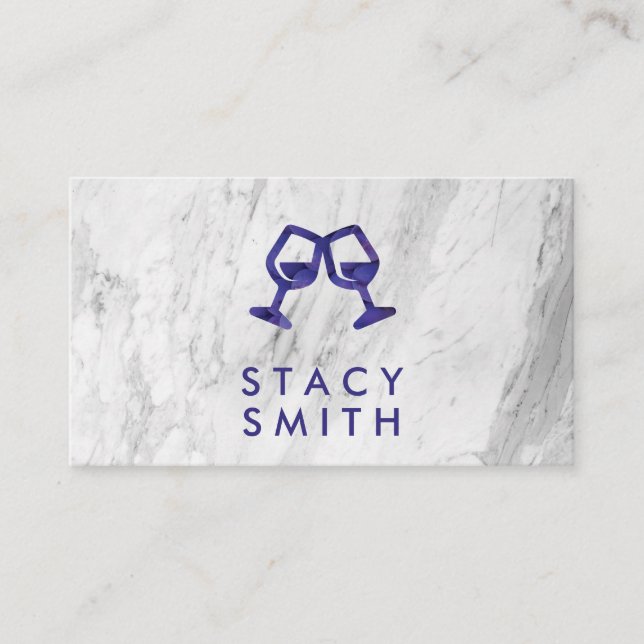 Wine Lover Cheers | Weintrauben | Marmor Visitenkarte (Vorderseite)