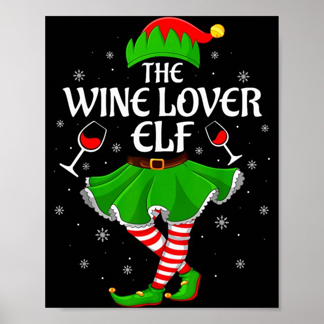 Wine Lover Elf Christmas Family Girls Women Elf Sq Poster (Vorne)