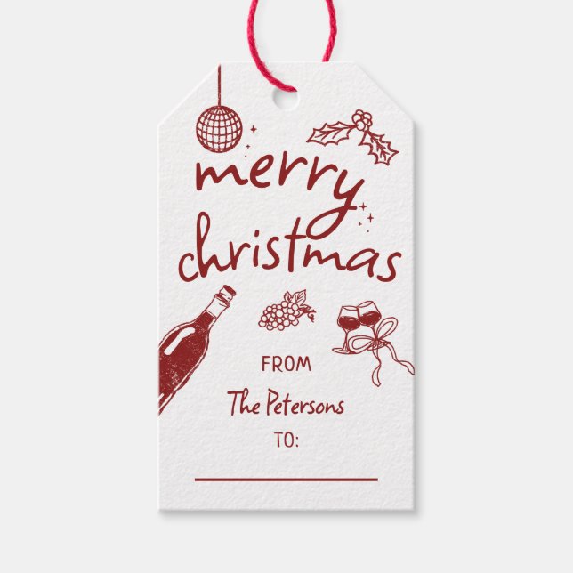 Wine Lover Holiday Christmas Tasting Party Custom Geschenkanhänger (Vorderseite)