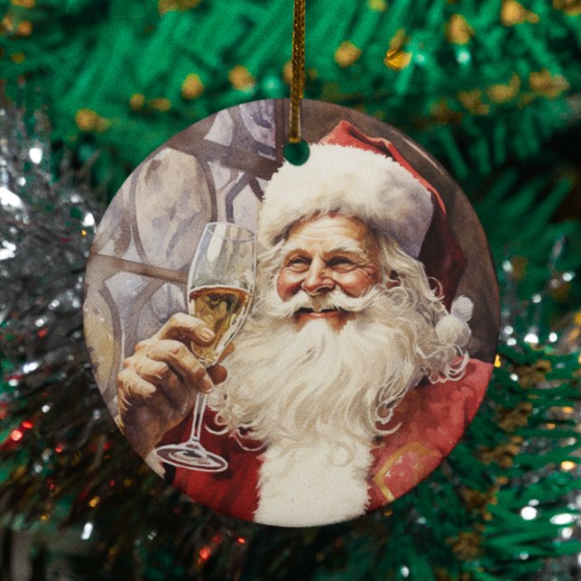 Wine Loving Santa Claus Keramik Ornament (Von Creator hochgeladen)