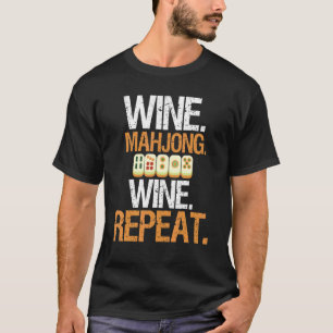 Wine Mahjong Wine Repeat Casino Player Gambling D T-Shirt