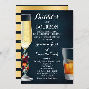 Wine Navy Bubbles & Bourbon Couples Dusche Hochzei Einladung