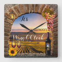 Wine OClock Vineyard Landscape Clock