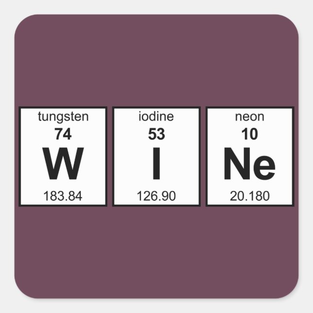 WINe Periodic Table Quadratischer Aufkleber (Vorderseite)