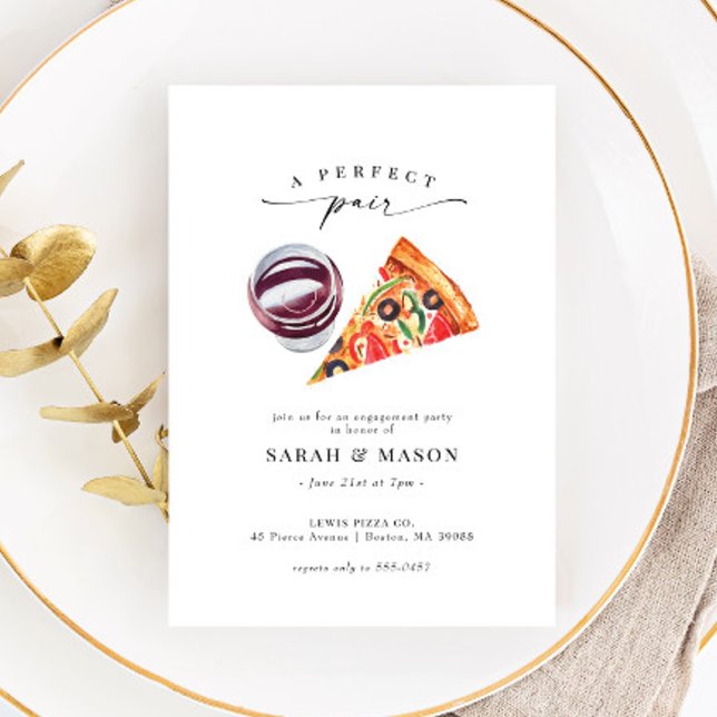 Wine & Pizza Perfect Pair Engagement Party Einladung (Von Creator hochgeladen)