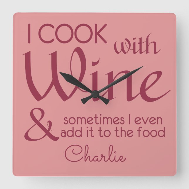 Wine Quote individuelle Name Wanduhr (Vorderseite)