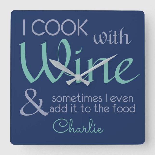 Wine Quote individuelle Name Wanduhr (Vorderseite)