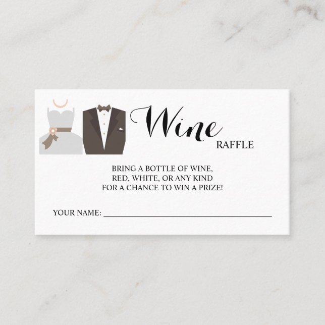 Wine Raffle Wedding Brautparty B & G card Platzkarte (Vorderseite)