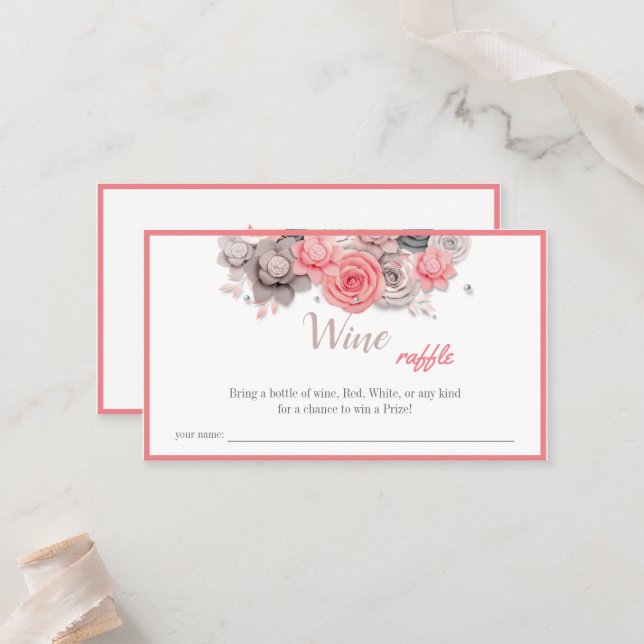 Wine Raffle Wedle Brautparty Card Platzkarte (Vorderseite/Rückseite Beispiel)