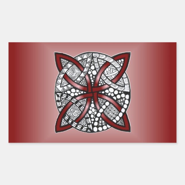 Wine Red Celtic Knot Original Rechteckiger Aufkleber (Vorderseite)