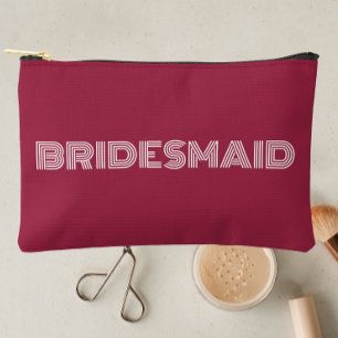 Wine Red Modern Typografy Bridesmaid Zubehörtasche
