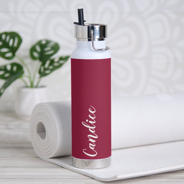 Wine Red Personalisiert Wedding Bridesmaid Trinkflasche (Yoga)