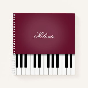 Wine Red Piano Music Keyboard Personalisiert Notizbuch