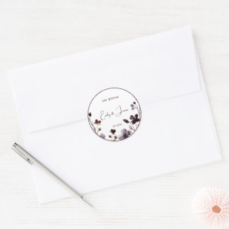 Wine Red Plum Mauve Fall Floral Wedding Runder Aufkleber